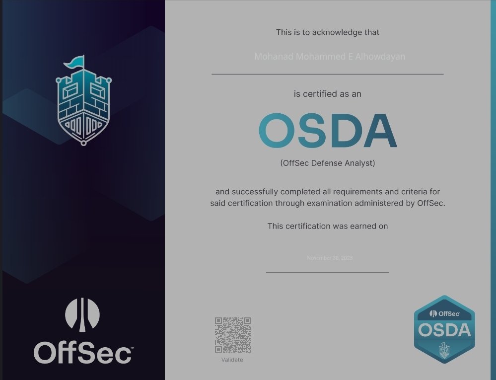 MUOHNED_'s tweet image. الحمد لله اليوم حصلت على شهادة #OSDA كمختص في مركز العمليات الأمني و تحليل الهجمات و كان كورس ممتع جدا بكل تفاصيل و من أمتع الكورسات🤍🙏

الحمد لله من قبل و من بعد اللهم زدني علماً و أنفع بها🤍 

I&apos;m delighted to share the exciting news that I&apos;ve
achieved the Offensive Security…