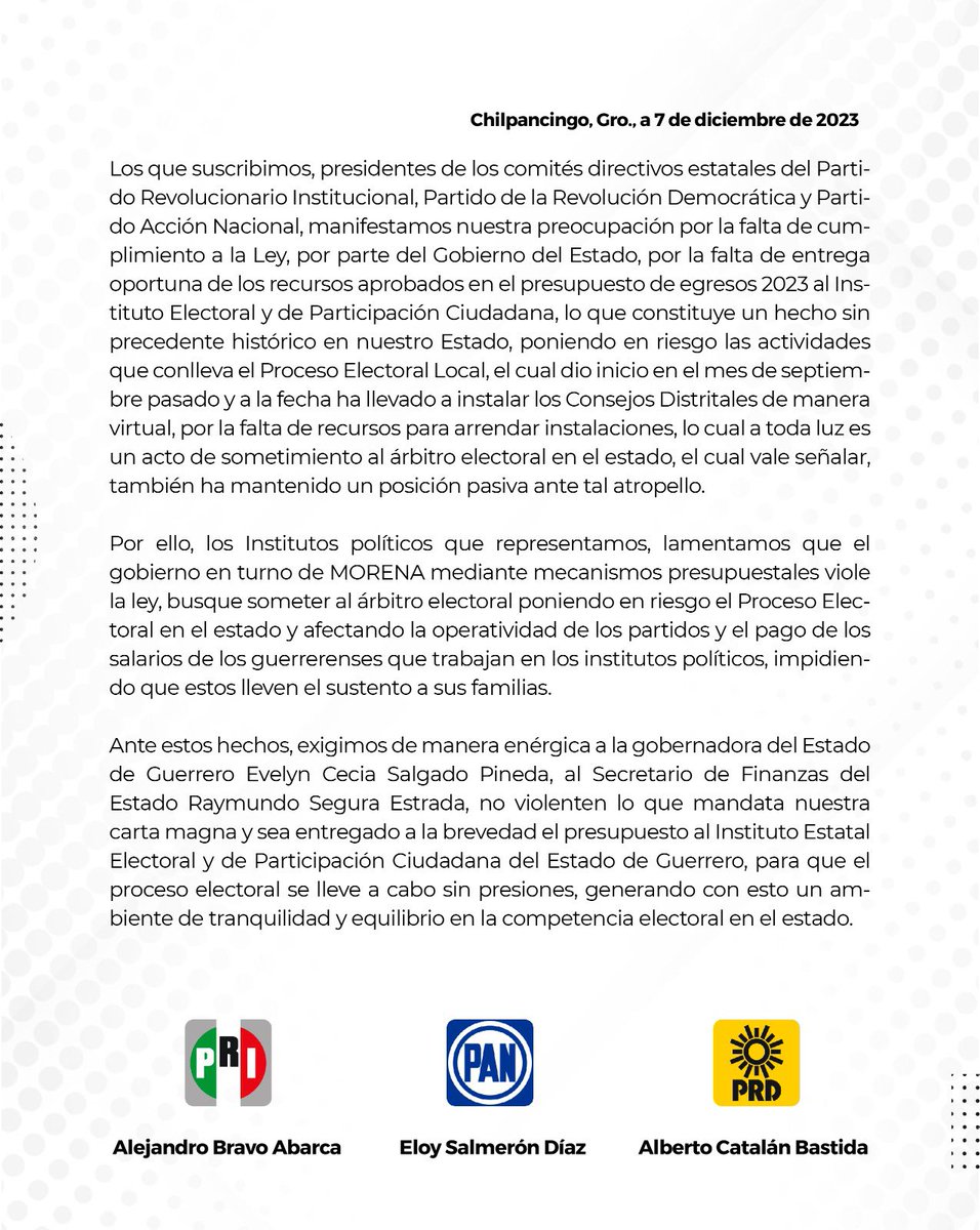prdguerrero_'s tweet photo. A la opinión pública y medios de comunicación. https://t.co/hi5a1AtfW2
