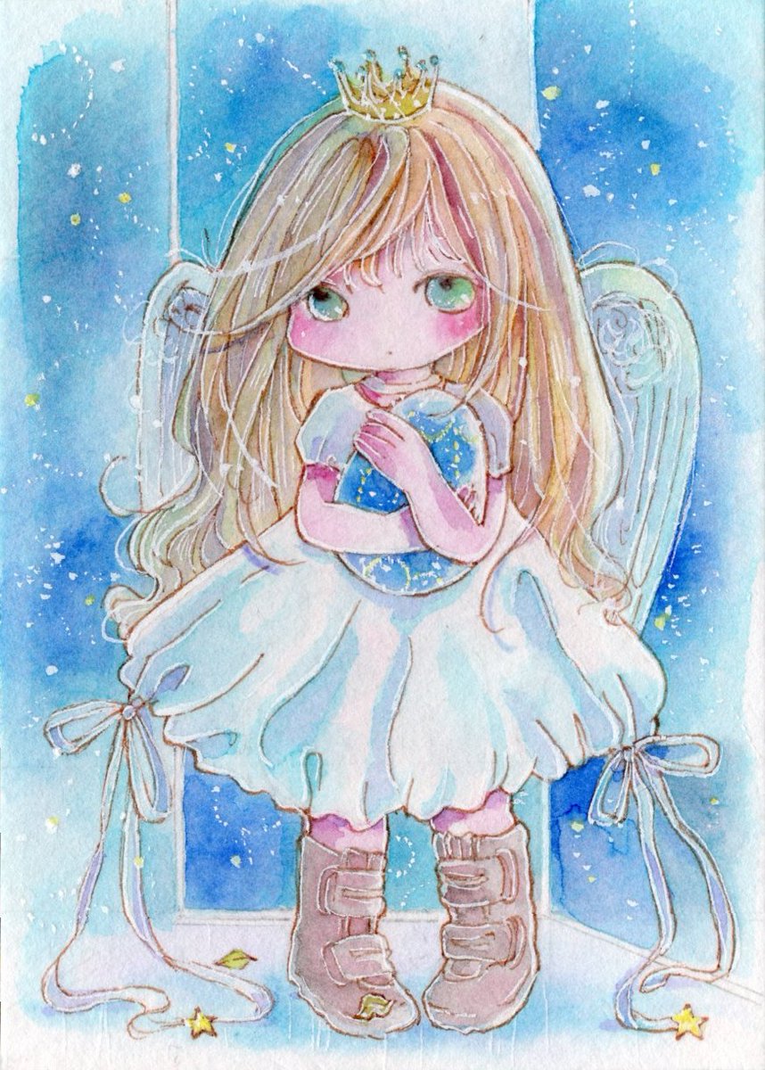 「おはようございます  金曜日がんばります!  「星の卵と天使の王女さま」  きら」|チコリ@✨🐸羽根🪶としっぽ展のイラスト
