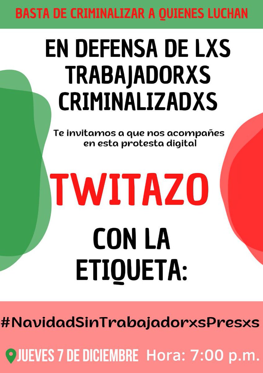 #7Dic Alcemos nuestra voz en defensa de las y los trabajadores injustamente criminalizados por el Gobierno venezolano
#NavidadSinTrabajadorxsPresxs