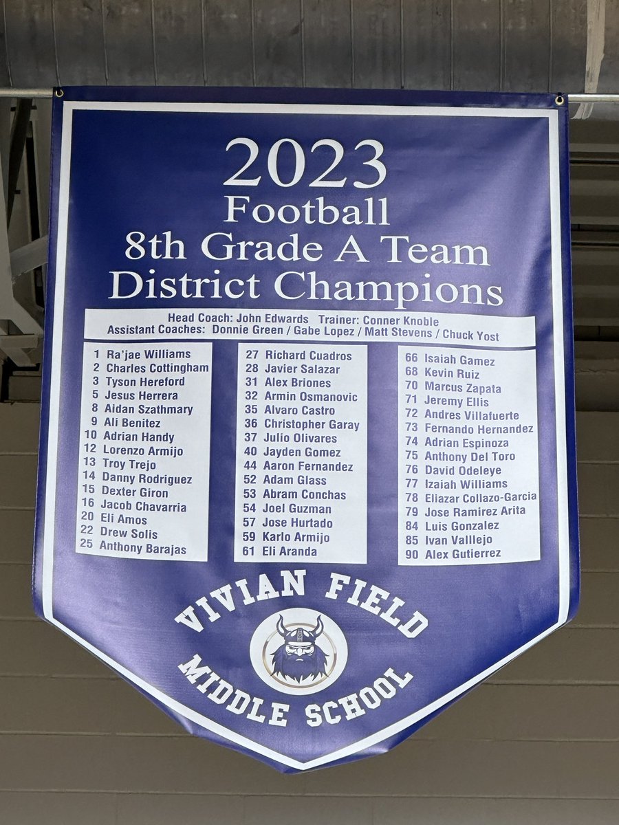 Banner went up today!!! #Rowtheboat <a href="/CFBISD/">Carrollton-Farmers Branch ISD</a> <a href="/CFBathletics/">CFB Athletics</a> <a href="/RamirezCoach/">Michael Ramirez</a> <a href="/PutterRenee/">Renee Putter</a> <a href="/RLT_Football/">RLT FOOTBALL</a> <a href="/vivianfieldms/">Vivian Field Middle School</a>