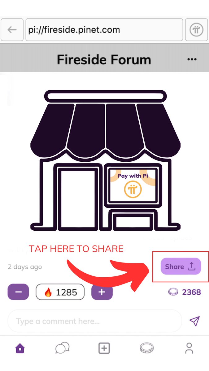 Pioneers and merchants, use the 'Share' button in the Fireside Forum app to directly post your #PiFest content on social media!