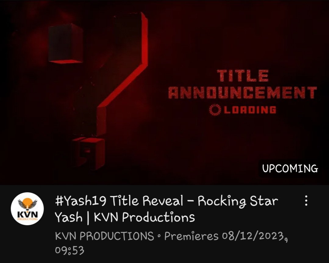 VTVFilmz's tweet photo. Hey Nation.. Today is the Historic Day.. Today is the Festival.. Today is Yash 19 Title Revelation Day.. 🌋🔥
Stay Tuned.. ✅

#Yash19 #Yash #Yash19Loading #Yash19TitleOnDec8th #YashBOSS #SaiPallavi #MrunalThakur #ShraddhaKapoor  #Yash19TitleLaunch #Yash19TitleCelebrations #GeethuMohanDas #KVNProductions