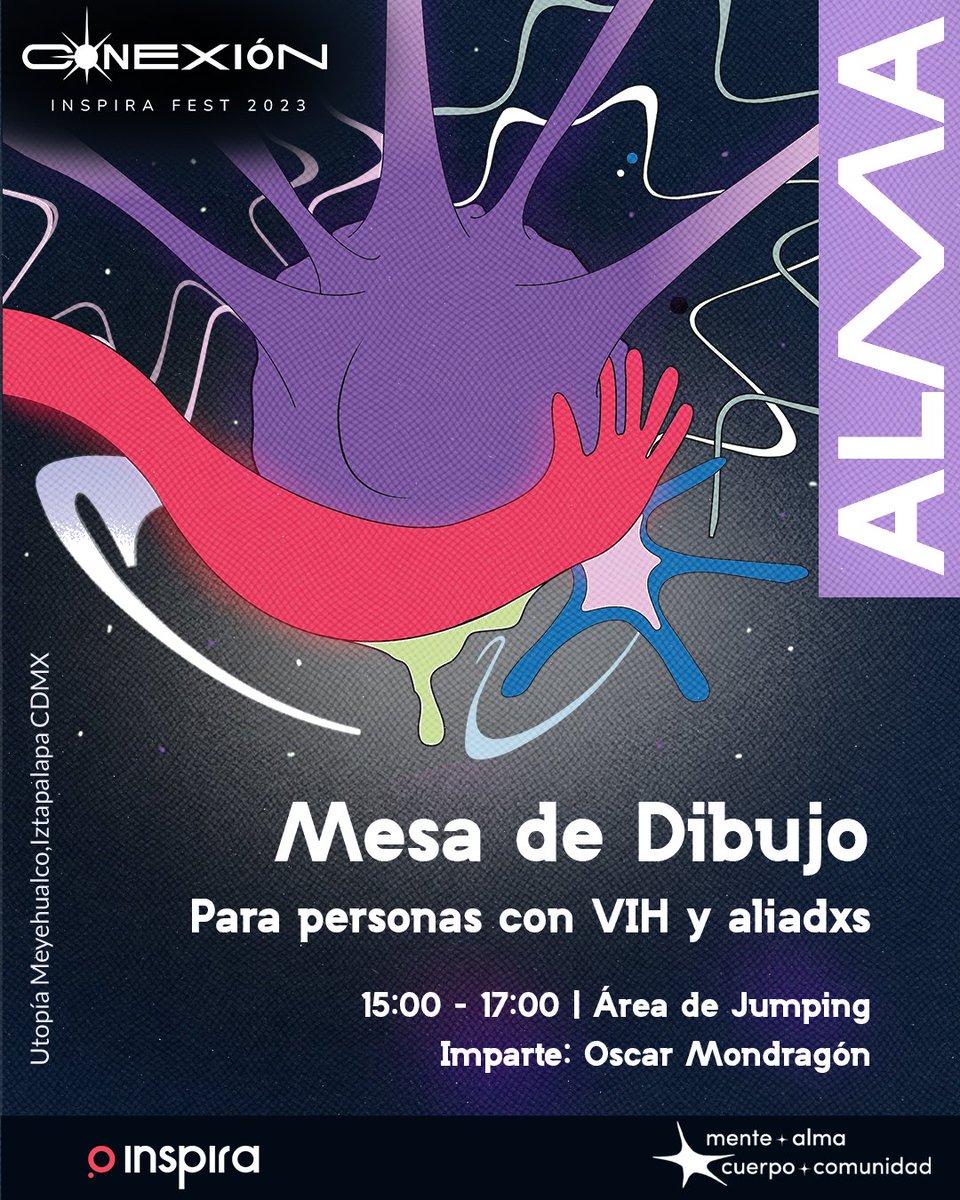 InspiraCambioAC's tweet photo. ¿Ya checaste las actividades que tendremos en el #InspiraFest para ti?👀¡Faltan solo 3 días!📢
Para el núcleo de Alma presentaremos una expo sobre nuestros 10 años de trabajo, tendremos una mesa de dibujo a cargo de @acheconacento y una práctica de old way con Bowie 007🔥 https://t.co/Thi7jWkb7R