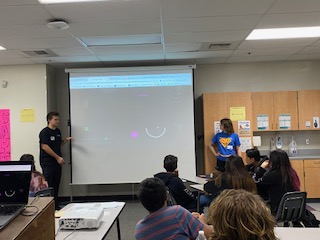 Students from @SanPasqualHS visited 7th and 8th grade classes for Hour of Code and taught the basics of computer science. Happy #CSEdWeek!