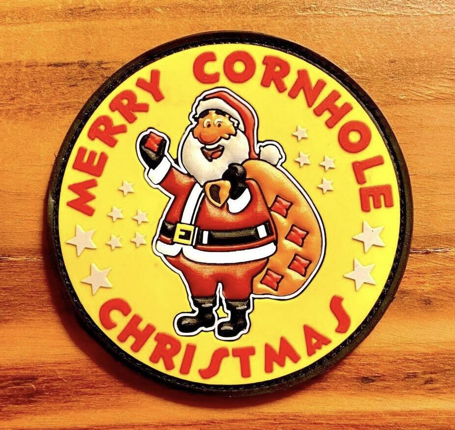 CornholePatches's tweet photo. Merry Cornhole Christmas! Now offering this festive, classic patch of ours for only $4 here:

https://t.co/o1LIG3CV2v

We’ve slashed our prices for the holidays &amp; are now offering over 100 of our best selling patches for under $5. Get yours today at https://t.co/HMCYniQthL! https://t.co/Wy7x6SL24Q