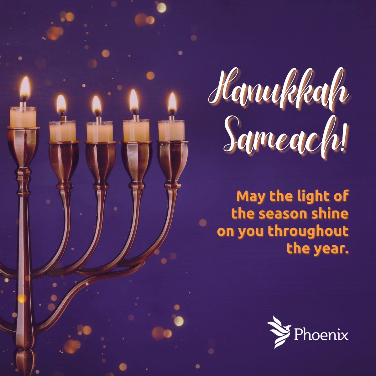 Happy Hanukkah! We are wishing peace, joy, and light to you and your loved ones this holiday season. From all of us at Phoenix, Chag Sameach! #hanukkah #happyhanukkah #chagsameach #hanukkahsameach 🕎🕯️