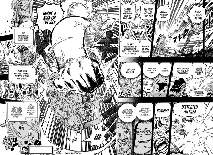#ONEPIECE1101  I SAID IT ONCE I'LL SAY IT AGAIN, BONNEY HAS ONE OF THE COOLEST POWERS IN THE ENTIRE SERIES 