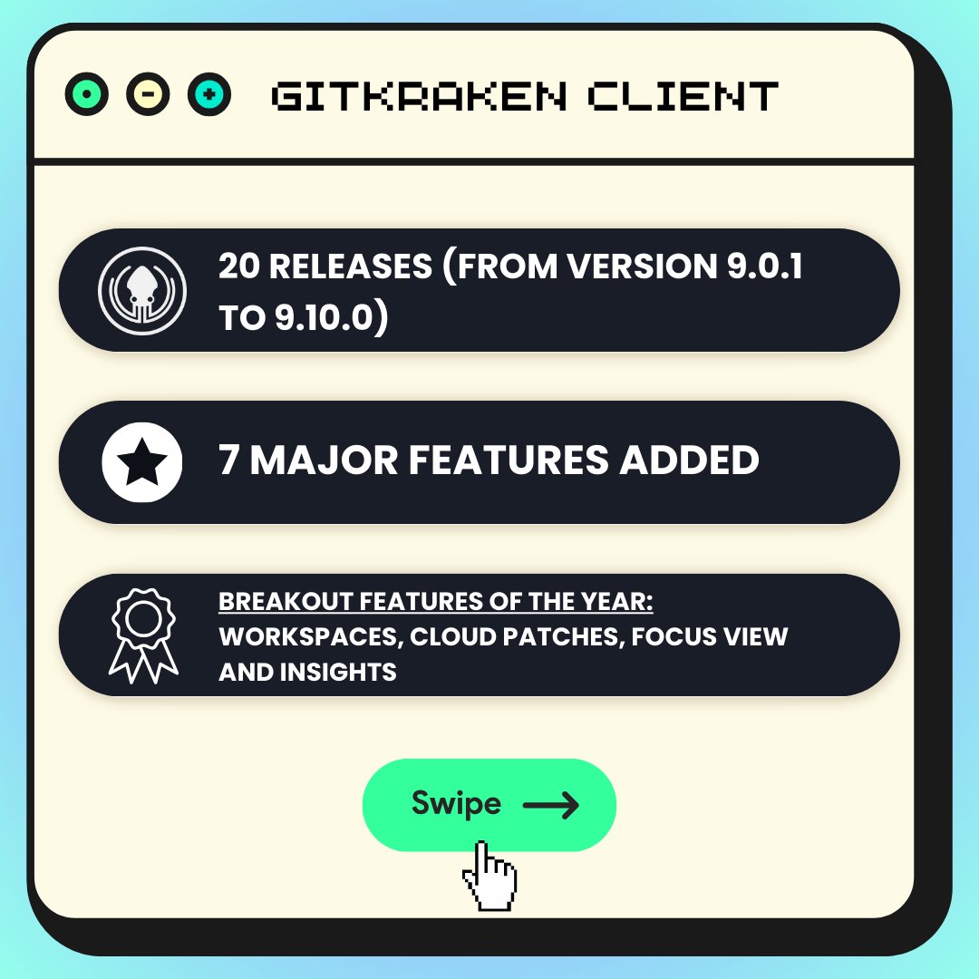 GitKraken's tweet image. 🎧 Move over Spotify Wrapped, it&apos;s time for #GitKraken Wrapped! 🐙  

What a year it&apos;s been! We&apos;ve rolled out several updates for GitKraken Client and #GitLens, enhancing coding workflows and developer collaboration like never before. 

And you’ve been incredible – the volume of…
