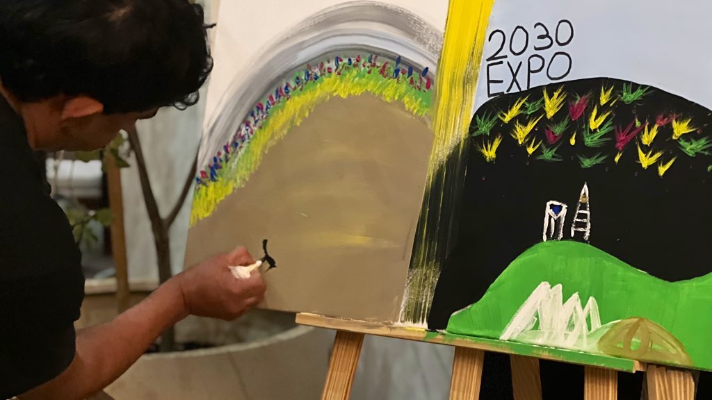 Looking forward to the future with #RiyadhExpo2030 .
This drawing perfectly captures the inspiration and innovation that the Kingdom of Saudi Arabia brings to the expo. Let's come together and shape a brighter tomorrow💫 #Expo2030 #SaudiArabia" 🇸🇦✨

<a href="/OTS_ED/">عيد الشمري .ED_OTS</a>