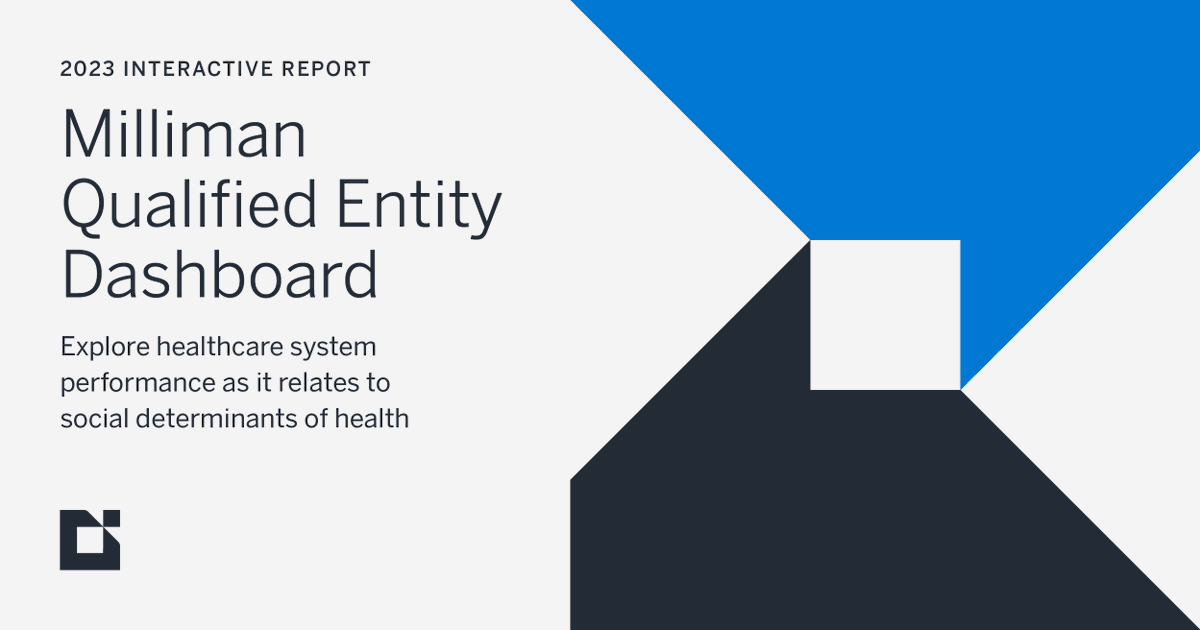 millimaninsight's tweet photo. We just launched The #Milliman Qualified Entity Reporting Dashboard. This research tool gives payers, providers, and researchers data points about #healthcare systems &amp; social determinants of health in the US.  

Try out the interactive dashboard: https://t.co/RAsi2jv60e https://t.co/vhTmgsLGtE