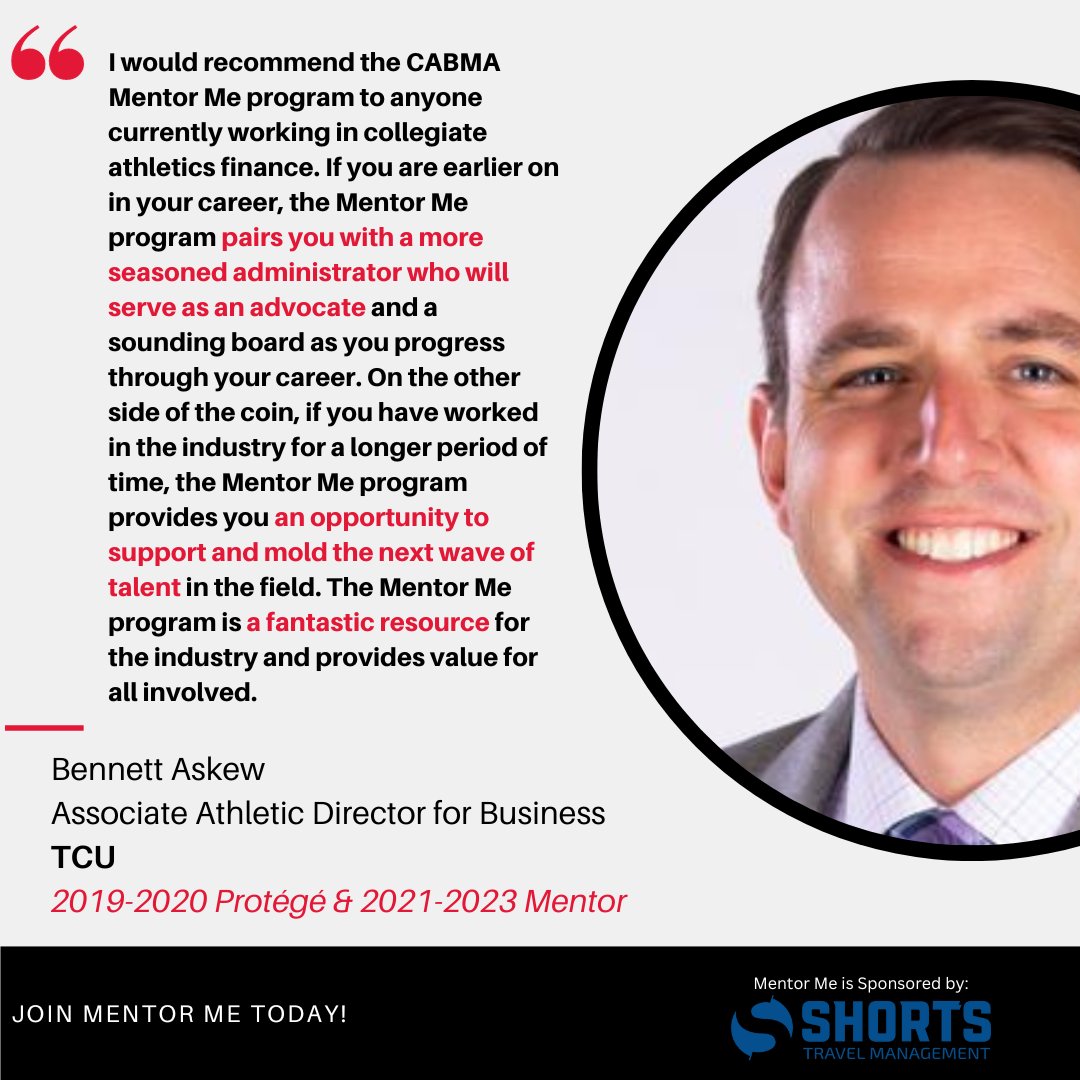 Still on the fence about applying to Mentor Me? Check out <a href="/BennettAskew/">Bennett Askew</a>'s take on why our program is value add to your career.

Applications due 12/17.

nacda.com/sports/2018/9/…