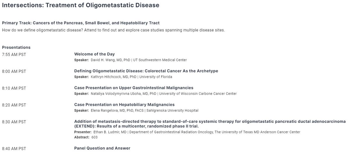 Ethan Ludmir MD (@ebludmir) on Twitter photo Thrilled to be presenting our randomized ph2 results on local therapy for oligometastatic #pancreascancer at #GI24 on 1/19.
<a href="/MDAndersonNews/">MD Anderson Cancer Center</a> <a href="/ChadTangMD/">Chad Tang, MD</a> <a href="/AlexSherryMD/">Alexander Sherry</a> <a href="/eugenekoay/">Eugene J. Koay, MD, PhD</a> <a href="/ACKoongMDPhD/">Albert Koong, MD PhD</a> <a href="/PrajnanDasMD/">Prajnan Das, MD, MS, MPH</a>
<a href="/drsmags/">Brandon Smaglo</a> <a href="/DrEmmaHolliday/">Emma B. Holliday MD</a> <a href="/DrShubhamPant/">Dr. Shubham Pant</a>
<a href="/DanZhaoMD/">A pancreatic cancer doctor</a> Thrilled to be presenting our randomized ph2 results on local therapy for oligometastatic #pancreascancer at #GI24 on 1/19.
<a href="/MDAndersonNews/">MD Anderson Cancer Center</a> <a href="/ChadTangMD/">Chad Tang, MD</a> <a href="/AlexSherryMD/">Alexander Sherry</a> <a href="/eugenekoay/">Eugene J. Koay, MD, PhD</a> <a href="/ACKoongMDPhD/">Albert Koong, MD PhD</a> <a href="/PrajnanDasMD/">Prajnan Das, MD, MS, MPH</a>
<a href="/drsmags/">Brandon Smaglo</a> <a href="/DrEmmaHolliday/">Emma B. Holliday MD</a> <a href="/DrShubhamPant/">Dr. Shubham Pant</a>
<a href="/DanZhaoMD/">A pancreatic cancer doctor</a>