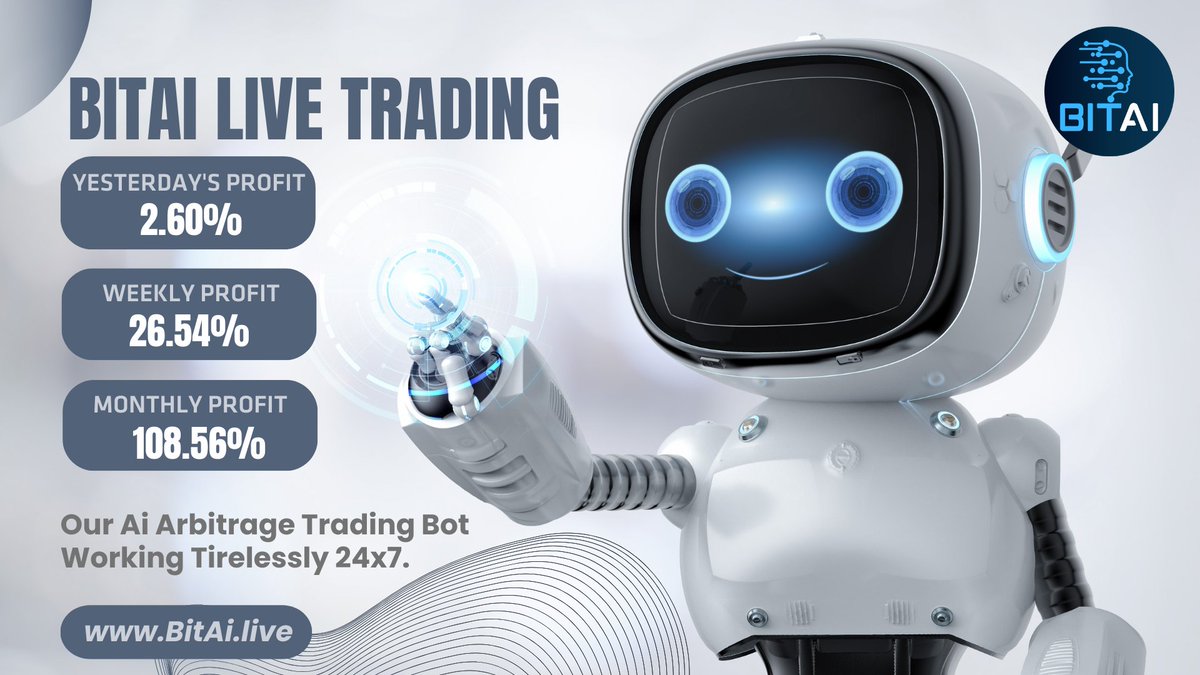 Our AI Arbitrage Trading Bot working tirelessly 👉 👉 24x7. 

Have you marked yesterday’s 💵profit💵 made by our Ai Bot❓

🤩Check your dashboard & Comment 👉👉👉👉👉“PROFIT”

#bitai #onlinetrading #cryptotrading #aibot #aitrading #arbitragetrading #community #cryptoincome