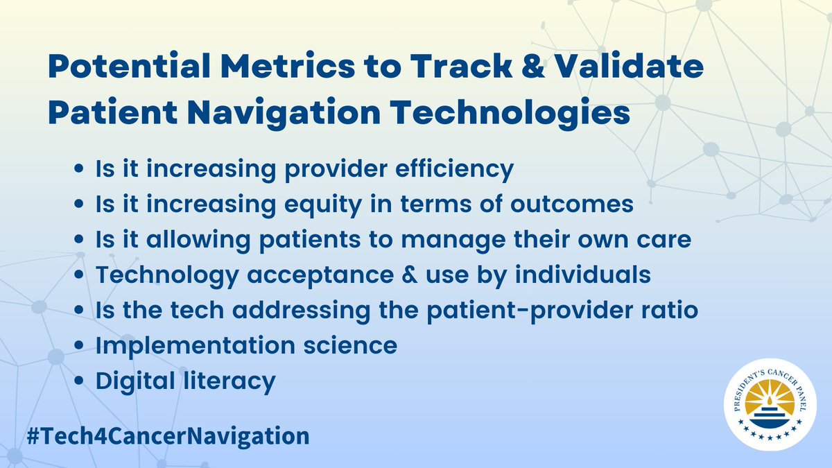 PresCancerPanel's tweet image. How can the quality of navigation technologies be ensured, and what metrics should be used to track and validate technologies? See below for participant responses⬇️
#Tech4CancerNavigation