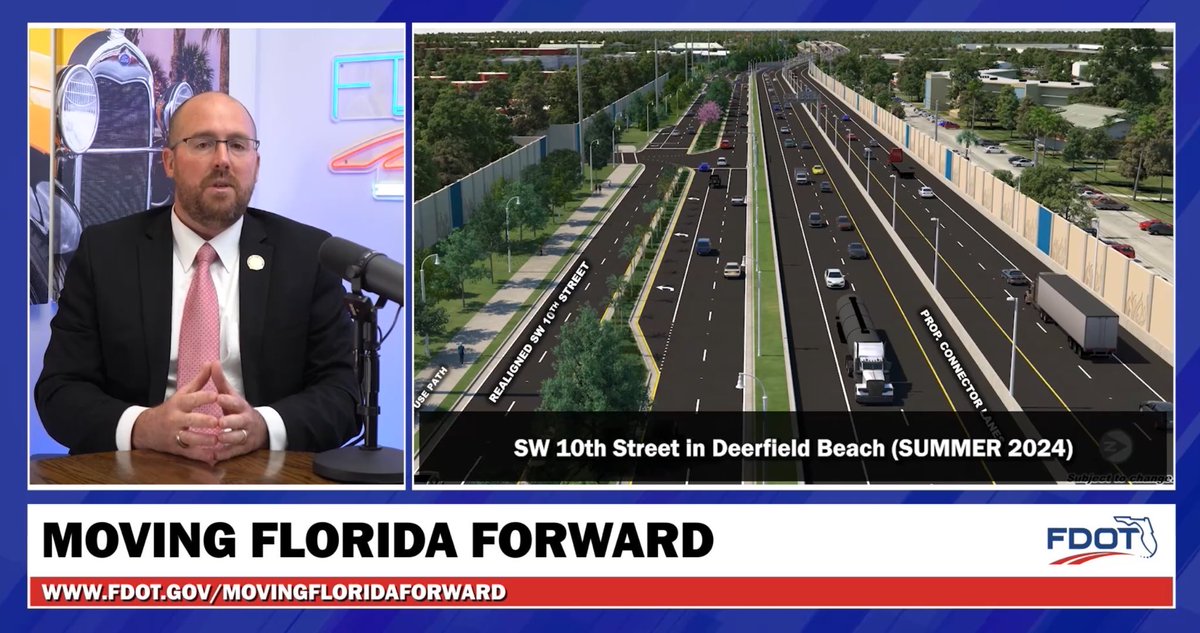 Great @MyFDOT update on the #MovingFloridaForward program. SW 10th Street in Deerfield Beach is going to commence in 2024.
