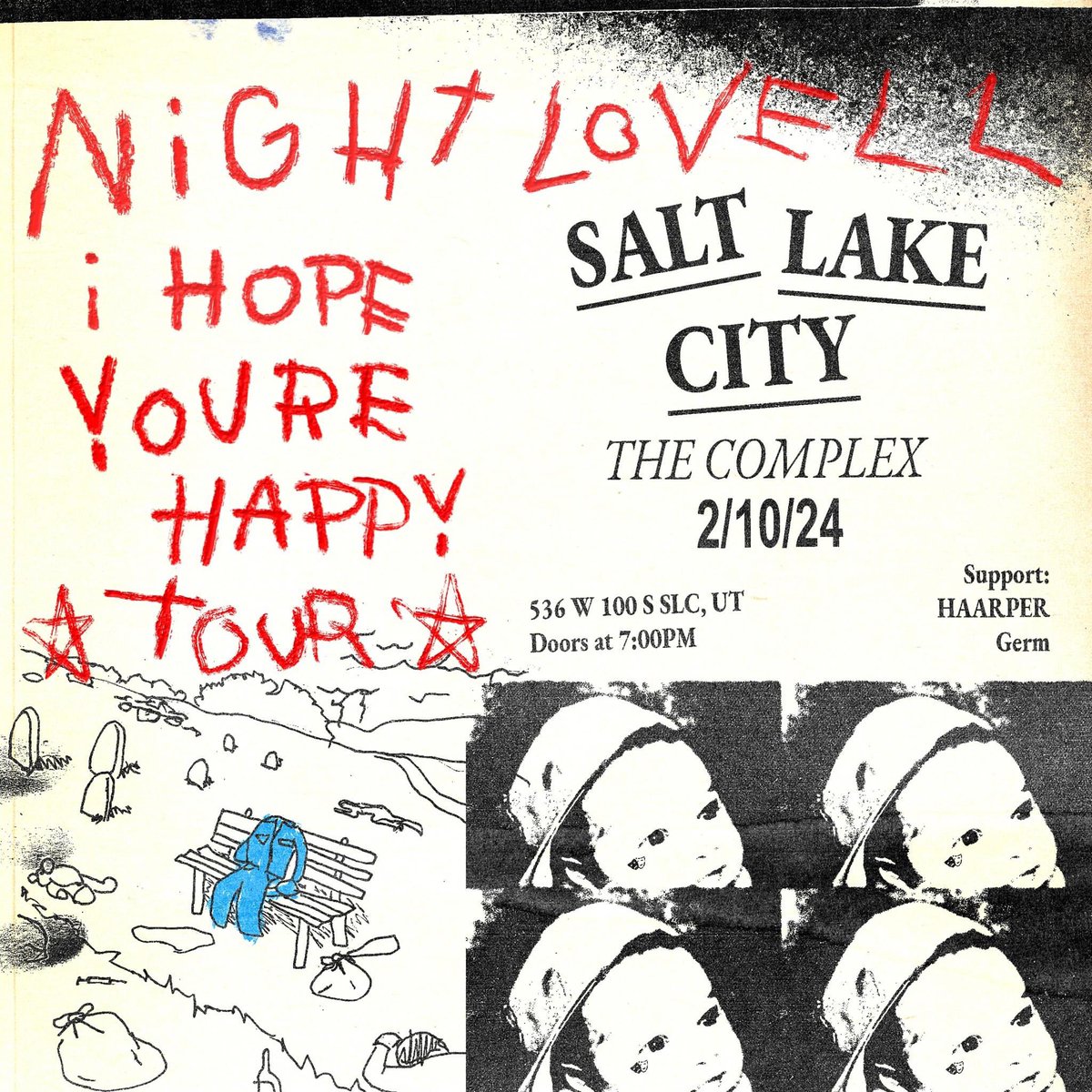 SelectSoundENT's tweet image. Night Lovell brings the &apos;i hope you&apos;re happy&apos; tour here to The Complex on 2/10 with @haarper7 and @germ! Tickets go on sale Friday at 10am: thecomplexslc.com/event-2440.htm