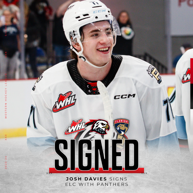 TheWHL's tweet photo. The @FlaPanthers announced this morning they've signed @pdxwinterhawks forward Josh Davies to an entry-level contract!
