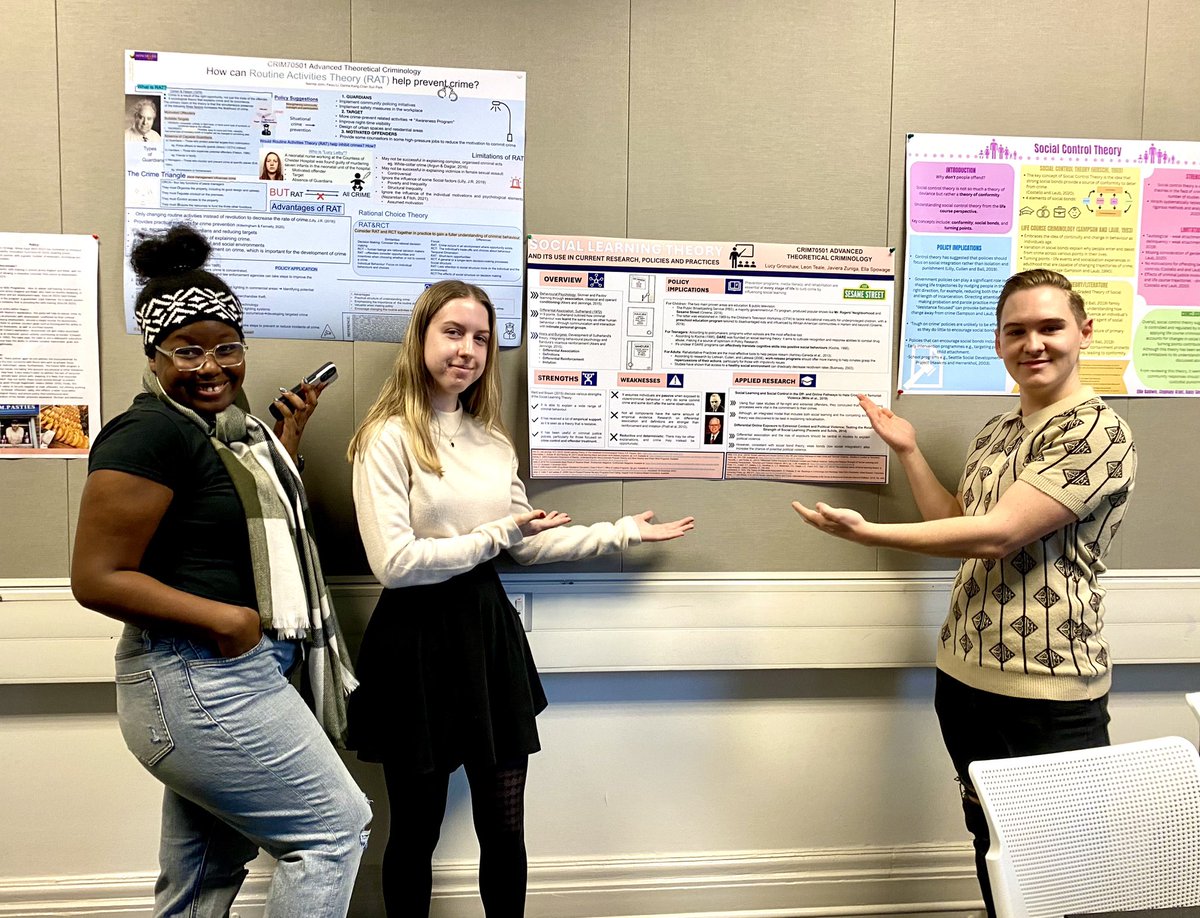 CriminologyUoM's tweet photo. Today, our master’s students displayed insightful and informative posters as part of their assessment in Advanced Theoretical Criminology, taught by @LandonKuester & @DrClaireFox. Nice work team! #PosterDay #Criminology #Postgraduate https://t.co/Q2NYFqzDH7