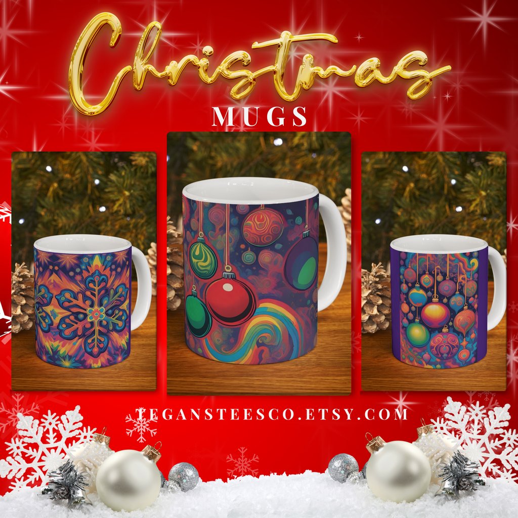 Sip into the holiday spirit with a dash of psychedelic cheer! 🎄✨ Groovy vibes in every sip. #PsychedelicChristmas #MugMagic