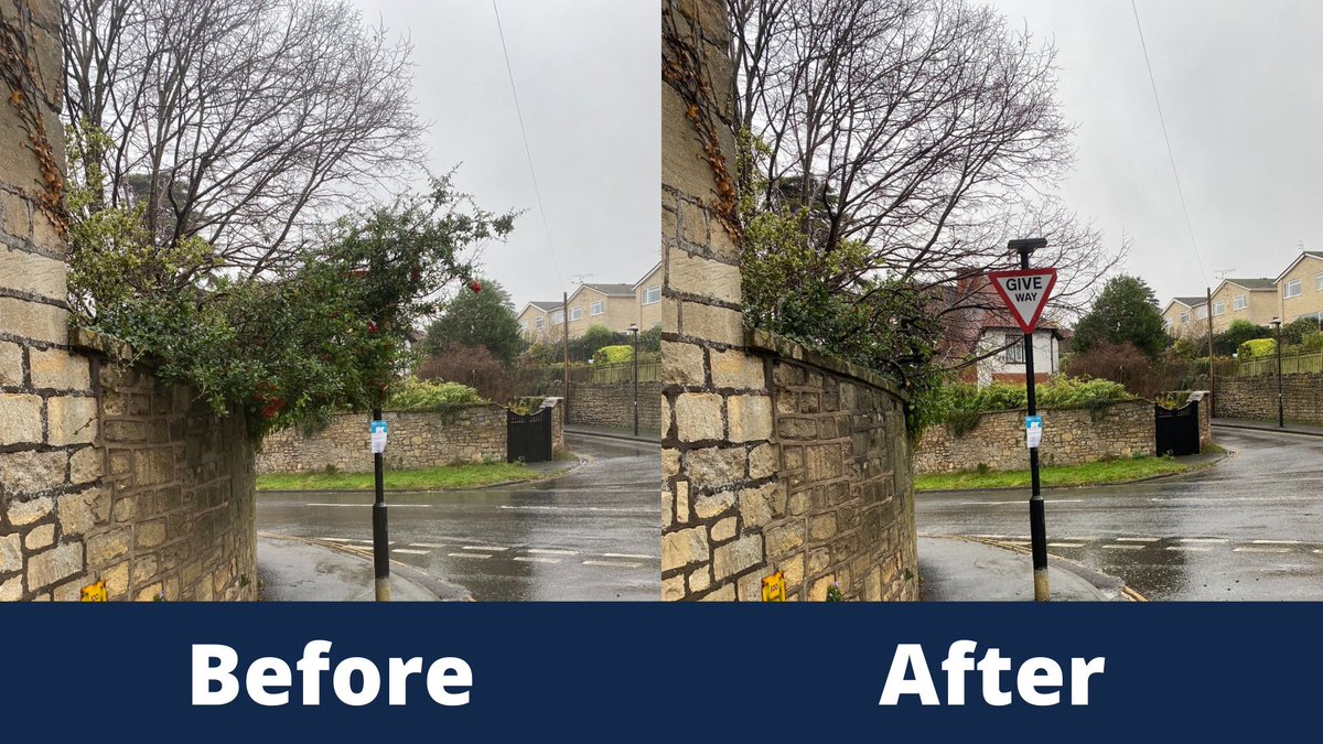 The Clean & Green Response team continues to respond to FixMyStreet reports in B&NES, recently trimming back overgrown vegetation covering a give way sign in Moorlands ward. Find out more about #CleanAndGreen: bathnes.gov.uk/cleanandgreen