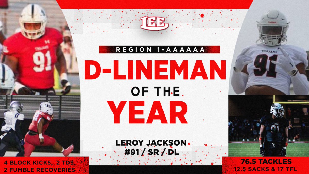 Congratulations to @LeroyMJackson for being name the Defensive Lineman of the Year for Region 1-6A!