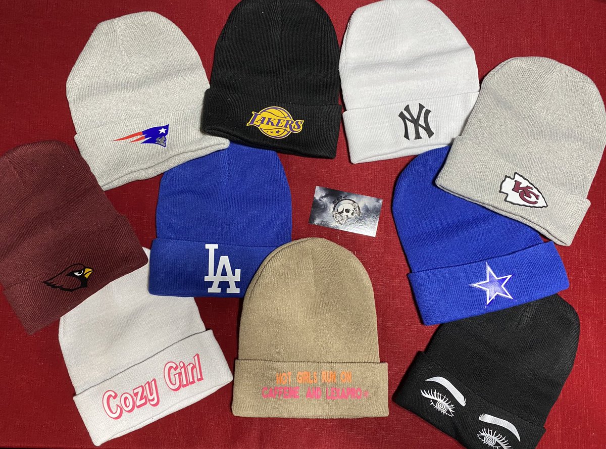 dead2me_customs's tweet photo. PERFECT DISCOUNTED STOCKING STUFFERS!!! 

All pricing INCLUDES shipping📦

Make-up bags: $10
Beanies: $15
Koozies: $7/each, 2 for $12, 3 for $16 https://t.co/2pxf2Ti2ap