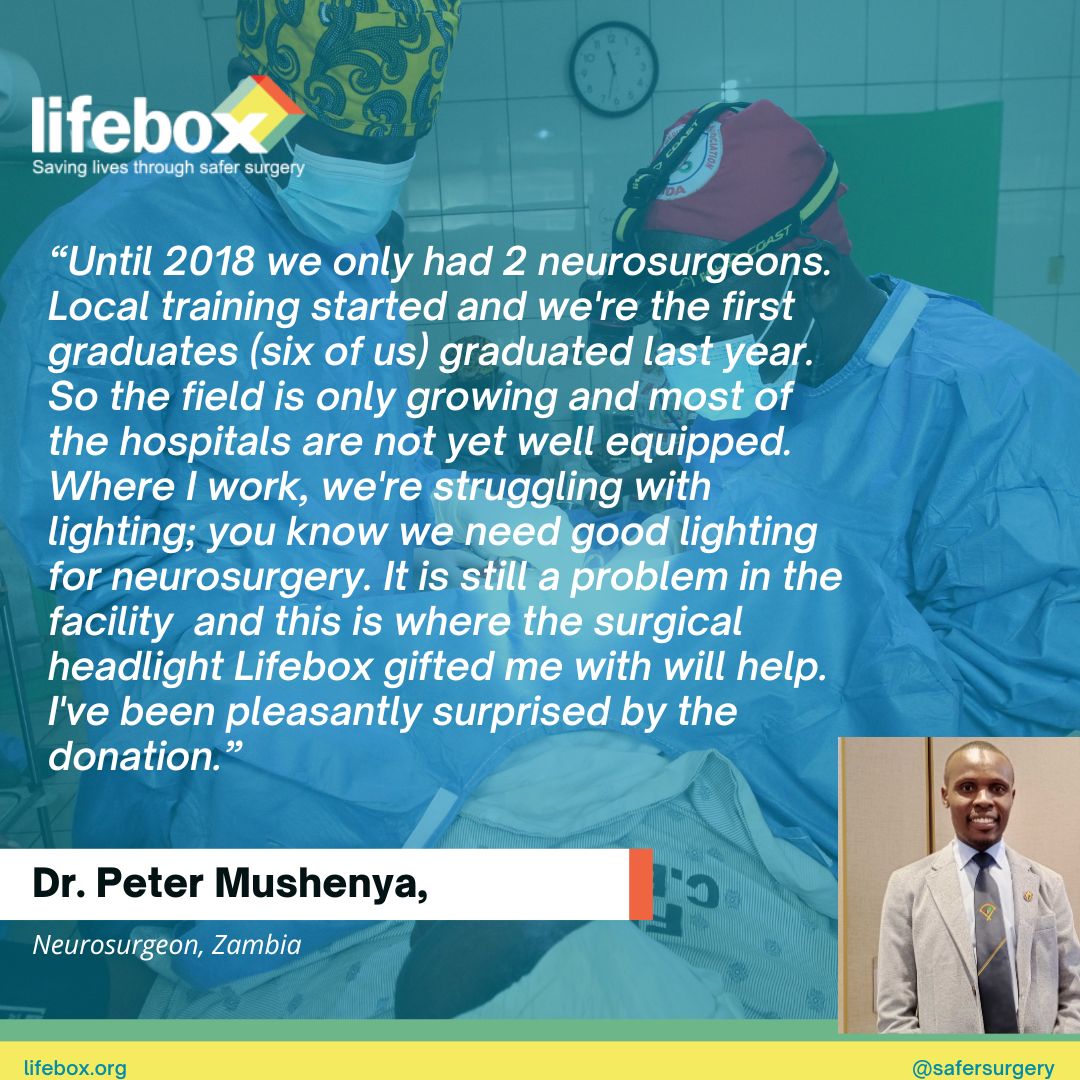 SaferSurgery's tweet photo. Dr. Peter Mushenya is one of the top @cosecsa graduates, who received a #LifeboxLight

Lifebox is donating pulse oximeters and headlights to top COSECSA graduates to improve #surgery https://t.co/hPMUlikT1j