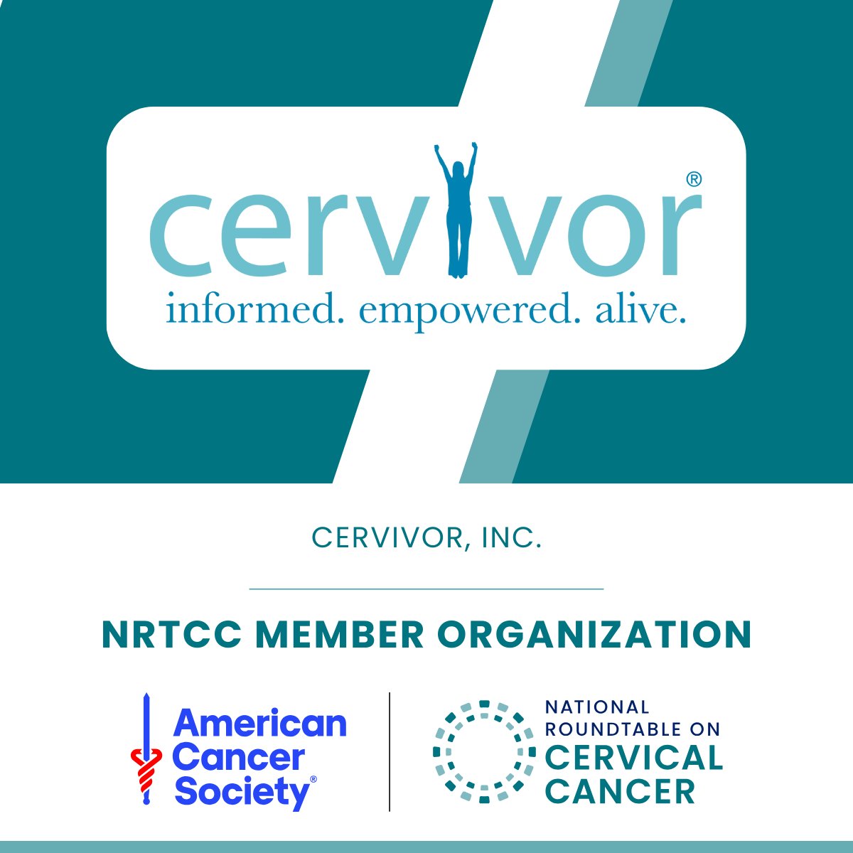 We welcome our friends at @IamCervivor to the Roundtable! Cervivor is a nonprofit organization that brings cervical cancer survivors together and helps to spread awareness, education, support and more. cervivor.org 

#cervicalrt #cervicalcancerawareness #cervicalcancer