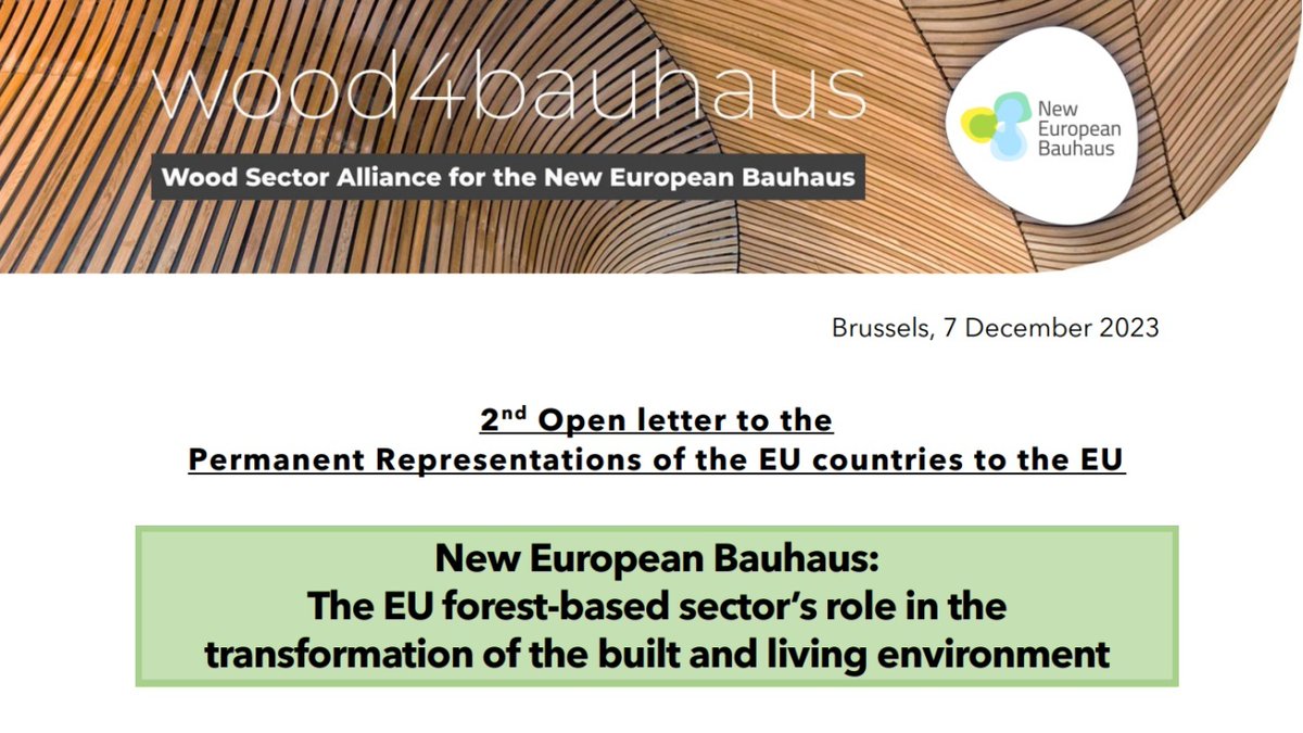Open letter to #NewEuropeanBauhaus : The EU forest-based sector's role in the transformation of the built and living environment 👉bit.ly/w4bneb2023