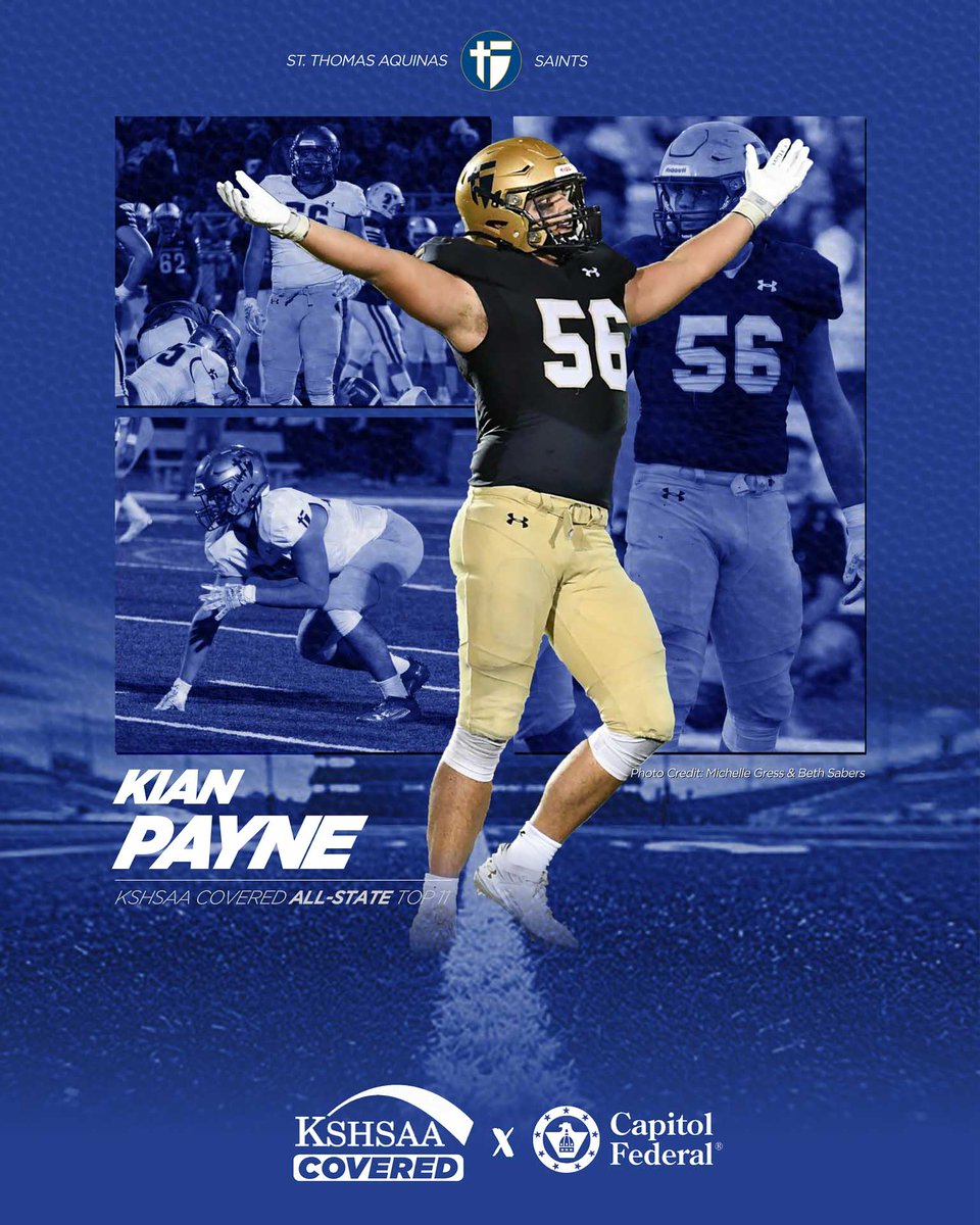 KSHSAA Covered Top 11 Selection:

Kian Payne, DT, St. Thomas Aquinas

<a href="/stasaints_FB/">STA Saints Football</a> <a href="/STAsaints/">Saint Thomas Aquinas High School</a> <a href="/KianPayne4/">Kian Payne</a> 

#KSHSAACovered x <a href="/CapFed/">Capitol Federal</a> 

Graphic: @MacMoore_KSHSAA 

kshsaacovered.com/news/2023/12/6…