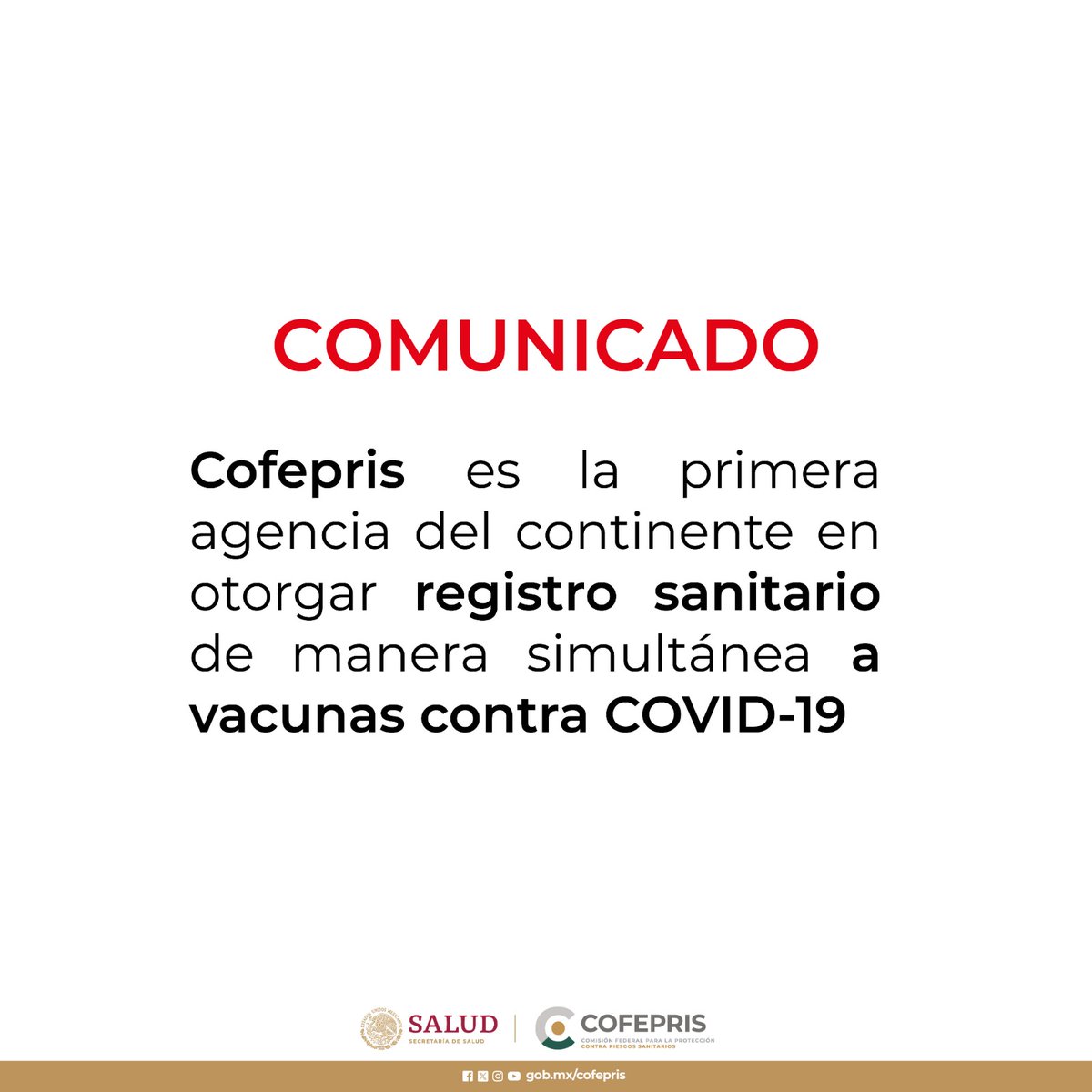 #Cofepris es la primera agencia del continente en otorgar registro sanitario de manera simultánea a vacunas contra COVID-19💉.

👉bit.ly/46N3DPo