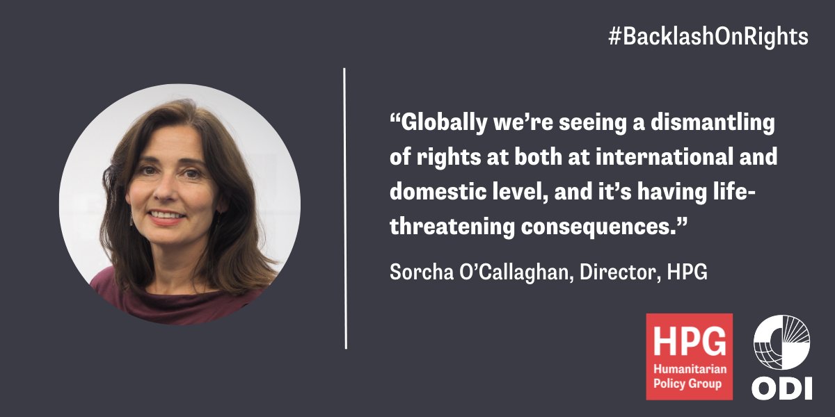 Today, we hosted our annual flagship event, bringing together experts to discuss what impact the global #BacklashOnRights is having across the humanitarian sector. HPG Director <a href="/sorchaoc/">Sorcha O'Callaghan</a> led the conversation, setting out the broad context around the world. 1/5