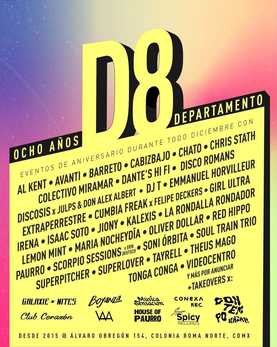 Departamento Studio Bar Celebra su 8vo. Aniversario: Un Espacio Fundamental en la Escena Musical de la Ciudad de México!! roma-condesa.com.mx/RomaCondesa2/i…