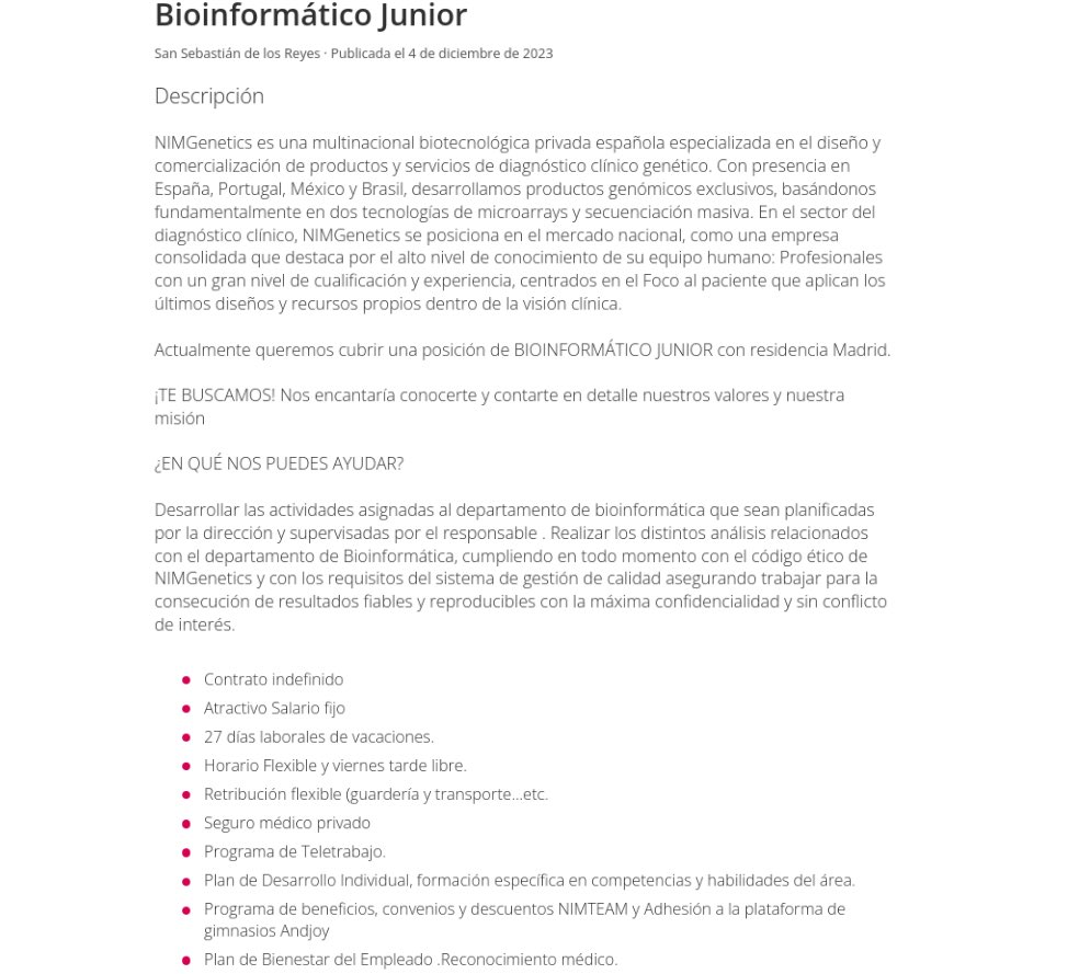 RSGSpain's tweet image. Para coger el fin de semana largo con ganas… ⚠️OFERTA EN EMPRESA ⚠️

NIMGenetics busca a un Bioinformáticx Junior

Tareas:
👉🏼 Procesado de muestras NGS
👉🏼 Controles de calidad
👉🏼 Desarrollo de herramientas 

+info jobs.nimgenetics.com/jobs/bioinform…

#joboffer #bioinformatics #happycoding