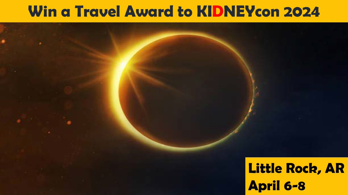 KIDNEYcon will offer 10 travel awards. Applications due 12/18/23. Visit the website for info on how to apply. kidneycon.org/registration