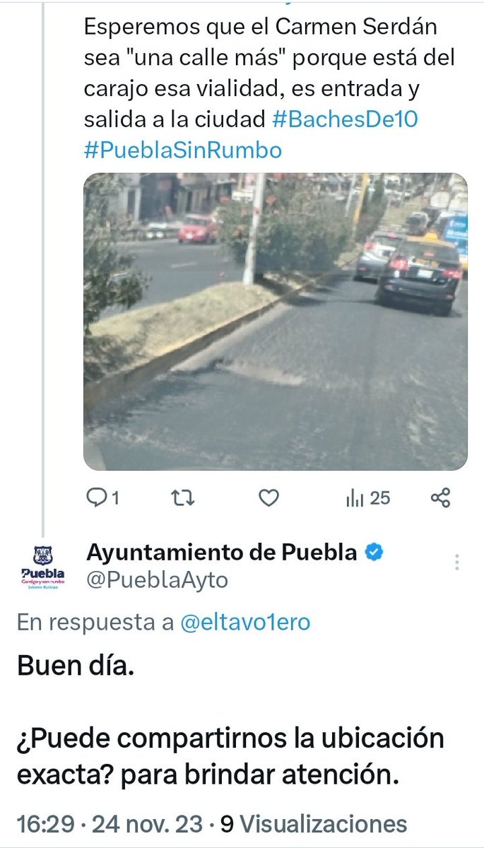 eltavo1ero's tweet photo. @eduardorivera01 @CaroBeauregard @MatiasRiverom @EdgarVlez4 Mejor los "tapabaches" hicieron la chamba que inepto Rivera @eduardorivera01 debería hacer, hay otras formas de darles reconocimiento y no solo se vea beneficiado tu bolsillo #PueblaSinRumbo #BachesDe10 #NoSonEnchiladas https://t.co/Vkselok1uC