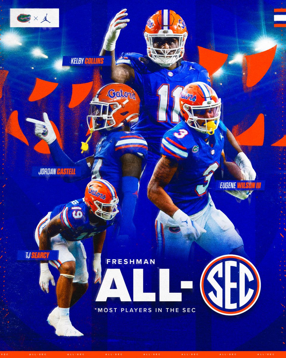 Four Gators have earned Freshman All-SEC honors! 🐊

The MOST in the SEC. 💯 

#GoGators | #jOURney
