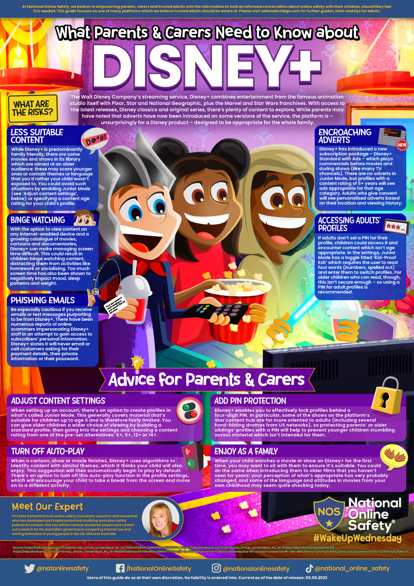 Check out the latest Parent Information sheet from the National Online Safety team regarding Disney+.