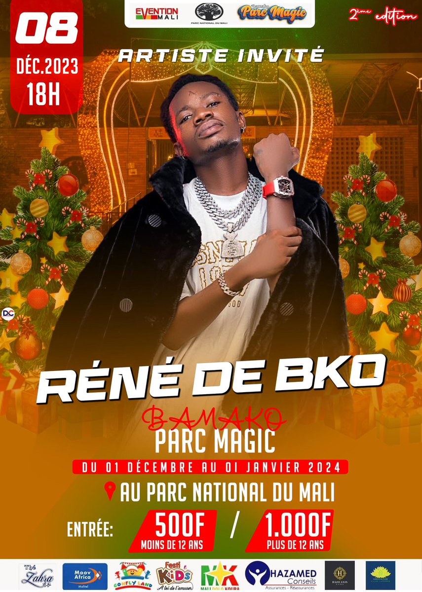 Okeledomag's tweet photo. René de Bko, pour le bonheur de tous les fans du game fait partie des artistes invité du show de demain vendredi, 08 décembre a BamakoParc Magic. Rappel : l'entrée est à 500f pour les moins de 12 ans et 1000f pour les 12 ans et +. ✌️

#RenedeBko #ParcMagic #okeledoevents https://t.co/Uej7kiK2fK