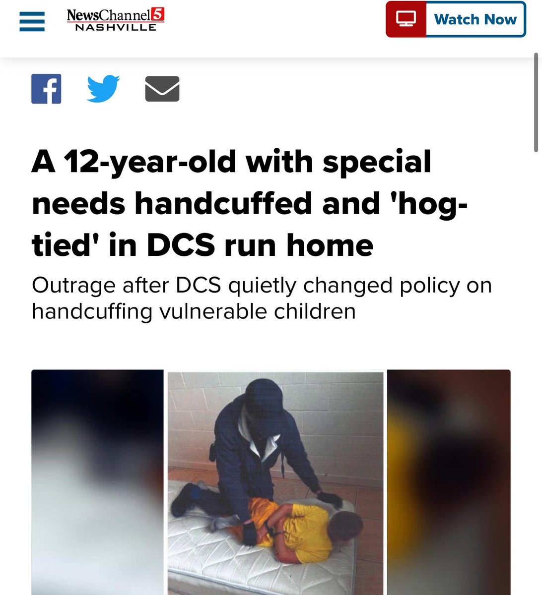 🚨MORE @TN_DCS OUTRAGEOUSNESS: “12yo with (autism) handcuffed and hog-tied in DCS-run home… DCS quietly changed policy to allow handcuffing vulnerable children…” The ugliness at @GovBillLee’s DCS continues. newschannel5.com/news/newschann…