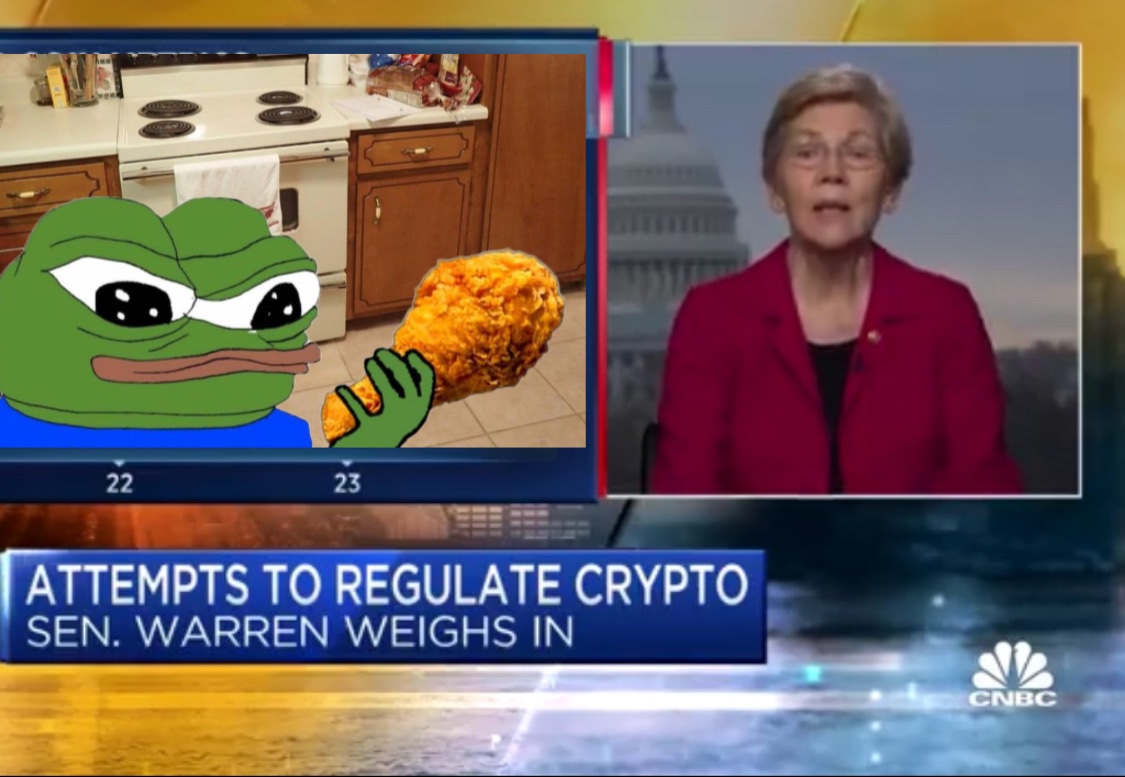 US Senator Elizabeth Warren claims Pepe is using $PepeCoin to fund 