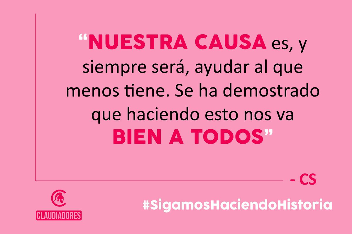 La causa de la #4T es y siempre será ayudar al que menos tiene. Se ha demostrado que haciendo esto nos va bien a todas y todos ✅
Por eso #ClaudiaArrasa 🤩 
¡Por el segundo piso de la #CuartaTransformación!
#SigamosHaciendoHistoria 🙌🏼
#Claudiadores 🛡️