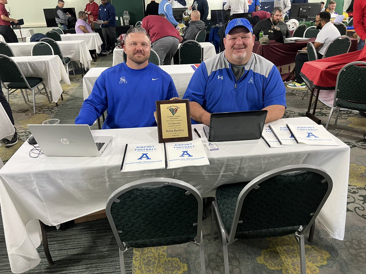 Representing <a href="/AirportEaglesFB/">Airport High School Football</a> at the  SCFCA Recruiting Fair.  Always working hard for our players!