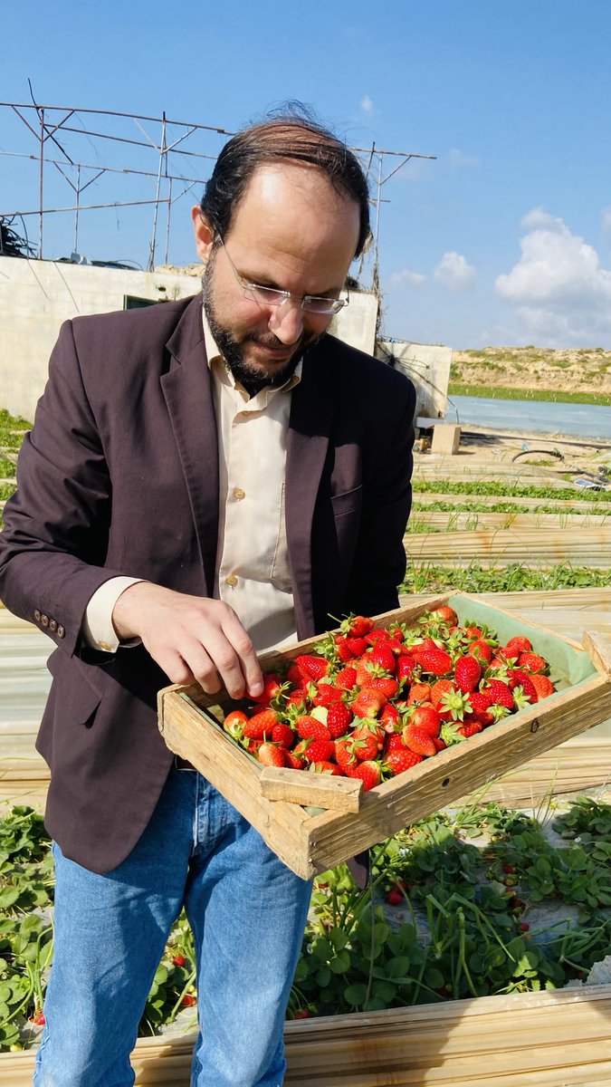 Breaking, my heart is broken, my friend & colleague Refaat AlAreer was killed with his family minutes ago. Refaat is a university professor & writer & editor. I don’t want to believe this. We both loved to pick strawberries together. I took this photo of him this summer.