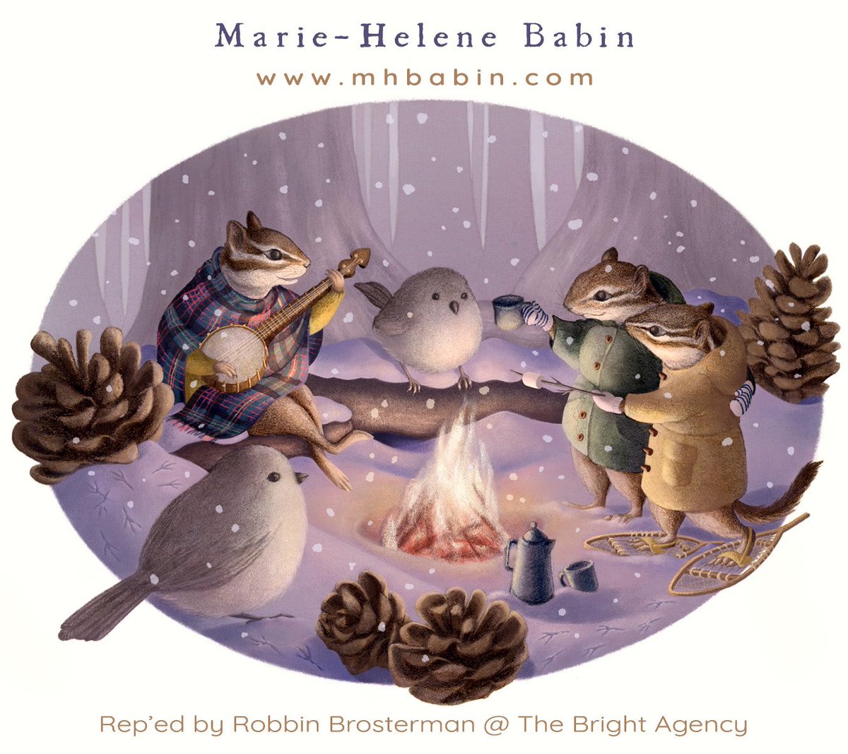 MH_Babin's tweet photo. Hello &amp; happy last Kid Lit Art Postcard day of 2023!
I’m Marie-Helene, an illustrator based on the pacific west coast. I find inspiration in nature, animals and love whimsical stories!
✨https://t.co/99cKqKIfcp
✨Rep’ed by Robbin Brosterman @ The Bright Agency

#KidLitArtPostcard https://t.co/mUy4LFQdwM