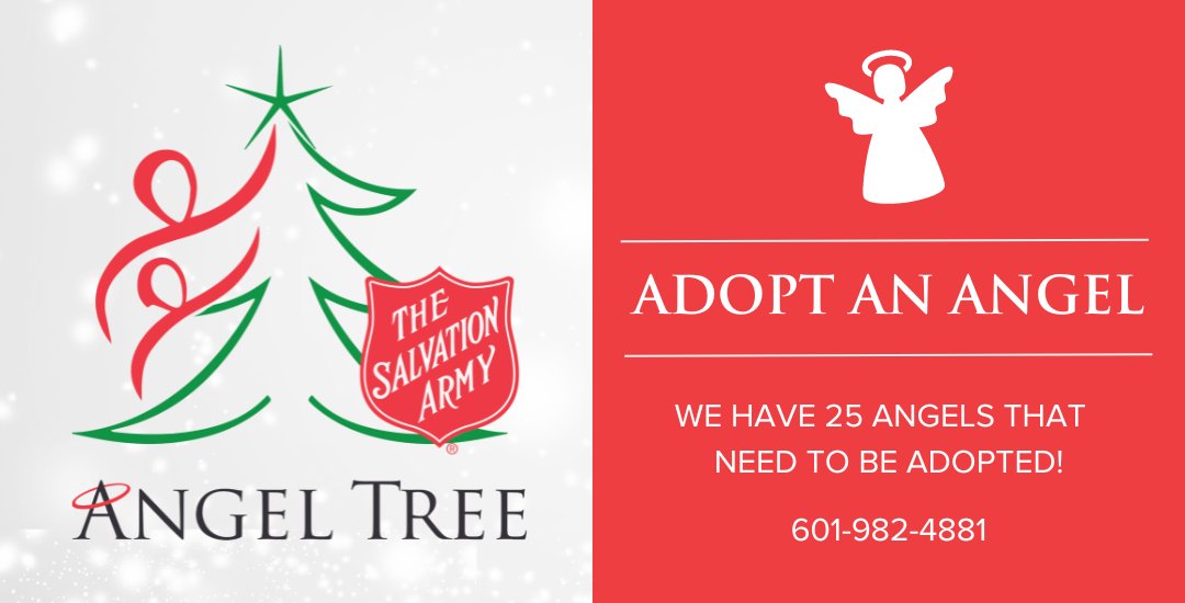 We have 25 children on our Angel Tree who still need your love and generosity. Call 601-982-4881 to adopt an Angel and make their Christmas dreams come true. You'll have until Monday to return gifts. 

#TheSalvationArmyJXN #DoingTheMostGood #AngelTree