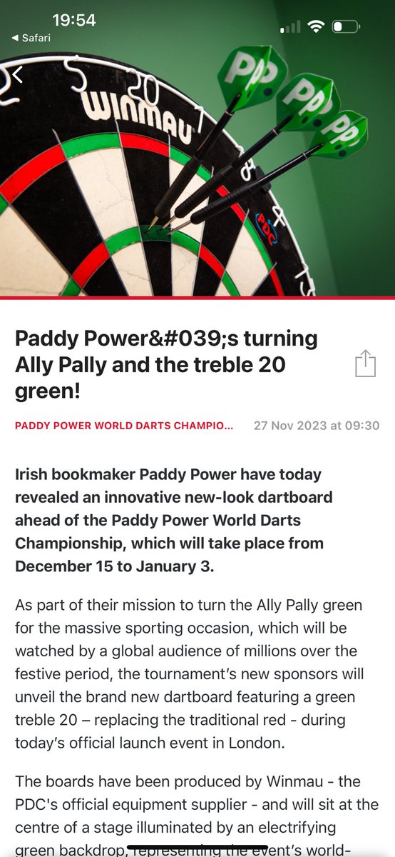 Richard_Stanway's tweet photo. Was lucky enough to win one of these Limited Edition Paddy Power 2023 boards. Only 100 made! 

Great addition to my collection. 

Thanks @paddypower  

#dartsmuseum https://t.co/C9oQ5WPll4