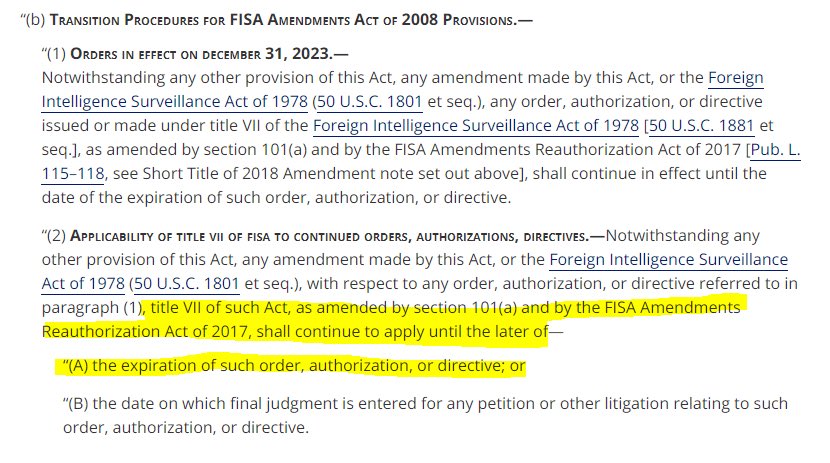 WarrenDavidson's tweet photo. There is no such thing as a “short term” extension of Section 702. 

Authorizing 702 until April 19 via the NDAA opens ANOTHER loophole by permitting the IC to extend warrantless surveillance well into 2025. Hell no. https://t.co/UxGuwYRtKu
