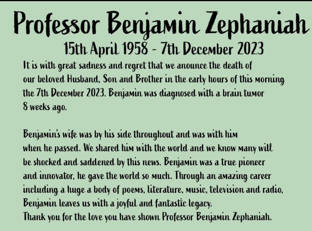 A loss to the literary world. A loss to humanity.